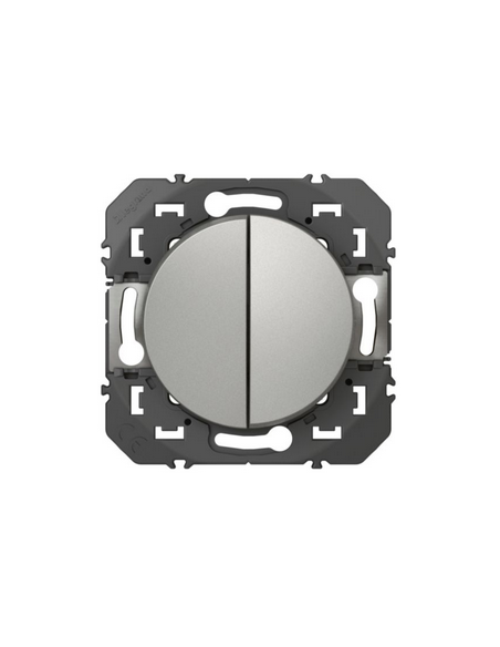 Double interrupteur ou va-et-vient Dooxie 10AX 250V~ finition alu LEGRAND 600102