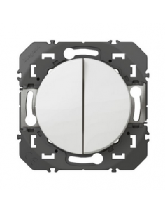 Poussoir double Dooxie 6A 250V~ finition blanc LEGRAND 600008
