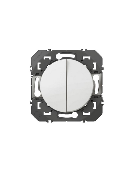 Poussoir double Dooxie 6A 250V~ finition blanc LEGRAND 600008