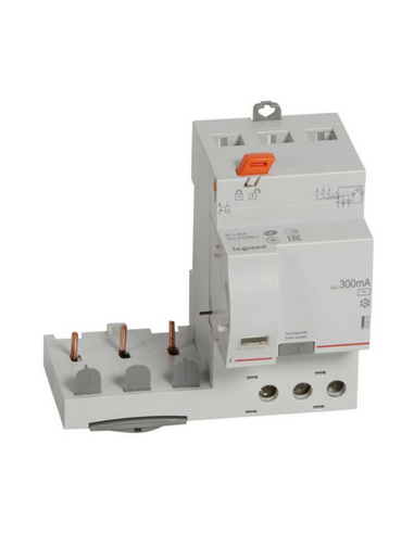 Bloc différentiel adaptable à vis DX³ pour disjoncteur 1 module par pôle 3 Pôles 400V~ 40A type AC 300mA LEGRAND 410474