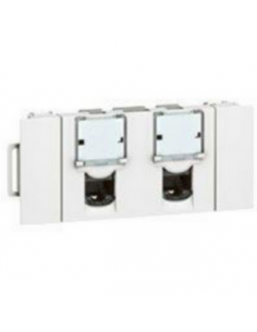 Double prise RJ45 catégorie 6 FTP spéciale goulotte Mosaic à clippage direct 3 modules blanc LEGRAND 076546