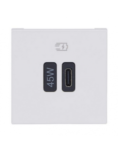 Prise simple USB Mosaic Type-C 45W Power Delivery 2 modules blanc LEGRAND 077655L 2