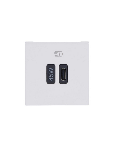 Prise simple USB Mosaic Type-C 45W Power Delivery 2 modules blanc LEGRAND 077655L