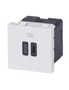Prise simple USB Mosaic Type-C 45W Power Delivery 2 modules blanc LEGRAND 077655L