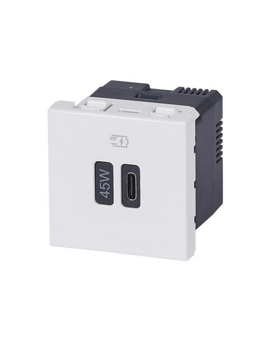 Prise simple USB Mosaic Type-C 45W Power Delivery 2 modules blanc LEGRAND 077655L