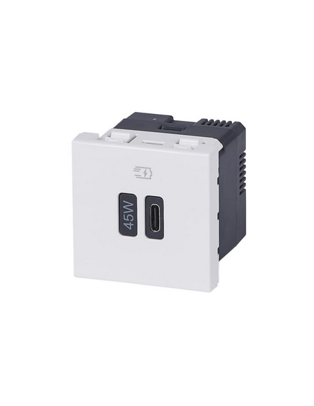 Prise simple USB Mosaic Type-C 45W Power Delivery 2 modules blanc LEGRAND 077655L