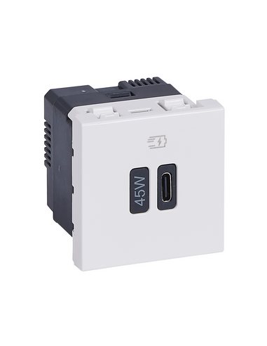 Prise simple USB Mosaic Type-C 45W Power Delivery 2 modules blanc LEGRAND 077655L