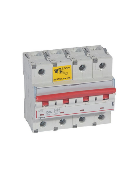 Interrupteur-sectionneur DX3-IS à déclenchement 4 Pôles 400V 100A 6 modules LEGRAND 406546