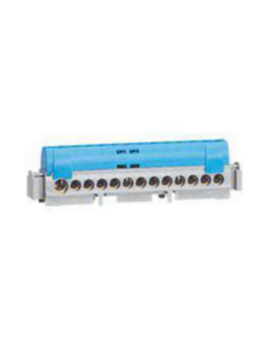Bornier de répartition isolé IP2X neutre 8 connexions 1,5mm² à 16mm² bleu longueur 75mm LEGRAND 004842