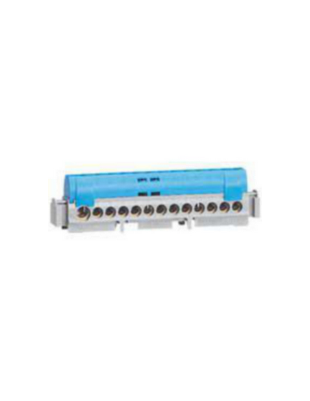 Bornier de répartition isolé IP2X neutre 8 connexions 1,5mm² à 16mm² bleu longueur 75mm LEGRAND 004842