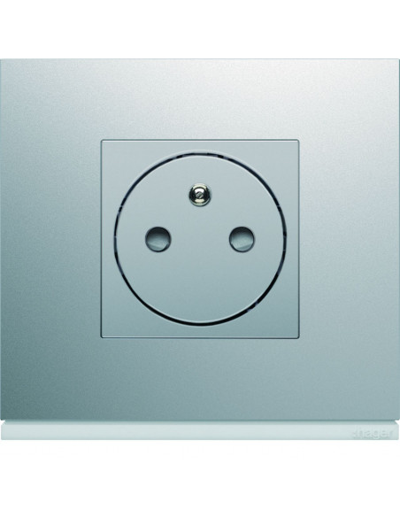 Enjoliveur PC affleurante 2P+T - titane HAGER WXD106T