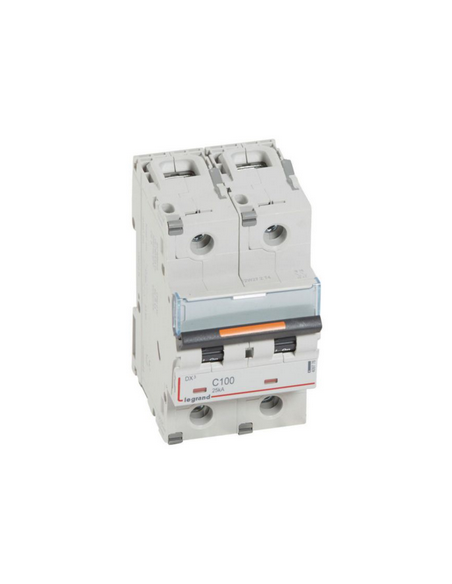 Disjoncteur DX³ 25kA arrivée haute et départ bas à vis 2 Pôles de 230V~ à 400V~ 100A courbe C 3 modules LEGRAND 409776