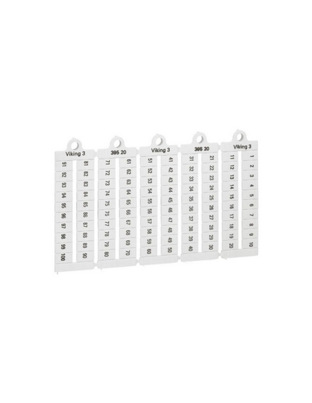 Plaque de 100 repères à lecture horizontale pour bloc de jonction viking 3 pas 6mm avec chiffres 1 à 100 LEGRAND 039520