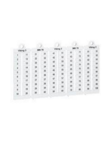 100 repères à lecture horizontale pour bloc de jonction viking 3 pas 8mm avec chiffres 1 à 100 LEGRAND 039530
