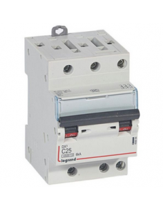 Disjoncteur DX³4500 6kA arrivée haute sortie basse par borne à vis tripolaire 400V~ 25A courbe C 3 modules LEGRAND 406894 2