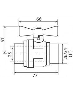 VANNE A SPHERE DOUBLE MALE PN30 - MANETTE PAPILLON 2