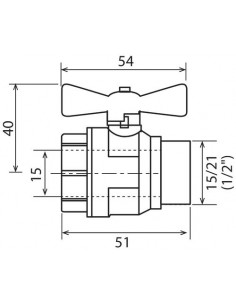 VANNE A SPHERE MALE FEMELLE PN30 - MANETTE PAPILLON 2