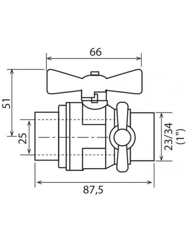 VANNE A SPHERE DOUBLE MALE A PURGE PN30 - MANETTE PAPILLON