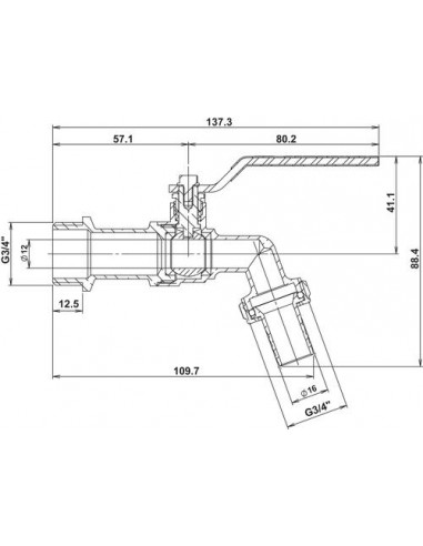 Robinet d'arrosage à boisseau sphérique à presse étoupe 20/27- 20/27 SOMATHERM 15-20-20
