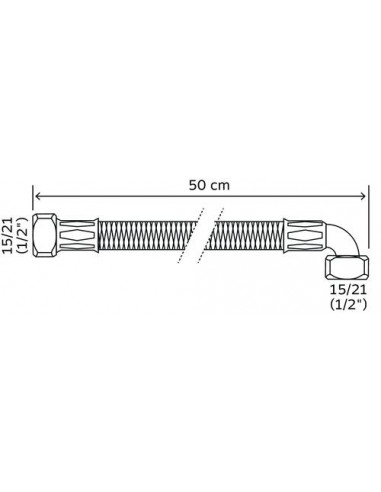 FLEXIBLE SANITAIRE 1 ECROU TOURNANT FEMELLE - 1 COUDE ECROU TOURNANT