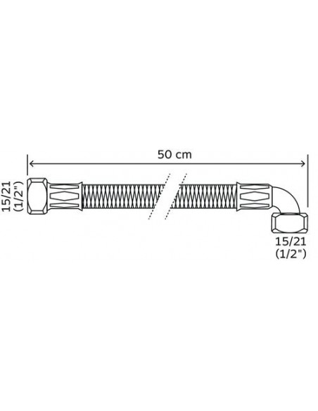 FLEXIBLE SANITAIRE 1 ECROU TOURNANT FEMELLE - 1 COUDE ECROU TOURNANT