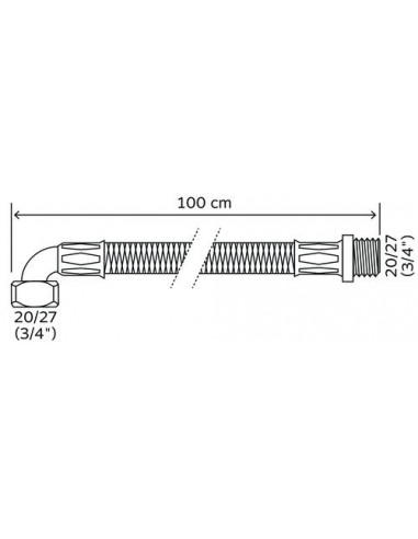 FLEXIBLE SANITAIRE 1 RACCORD MALE - 1 COUDE ECROU TOURNANT FEMELLE