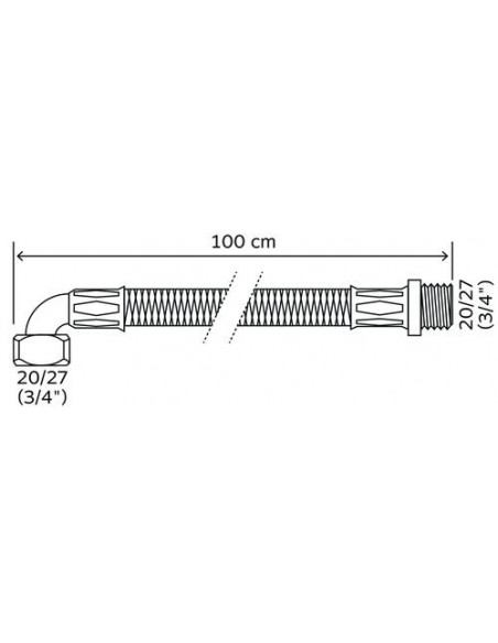 FLEXIBLE SANITAIRE 1 RACCORD MALE - 1 COUDE ECROU TOURNANT FEMELLE
