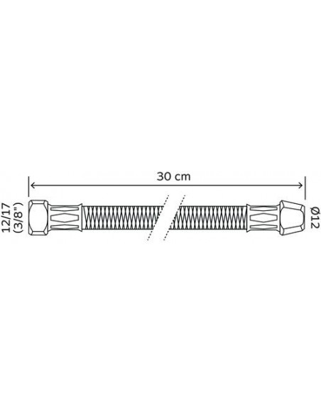 FLEXIBLE SANITAIRE 1 ECROU TOURNANT FEMELLE - 1 RACCORD BICONE POUR CUIVRE
