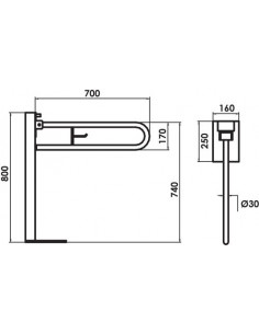 BARRE D?APPUI RELEVABLE AVEC POTEAU IDRAL 2