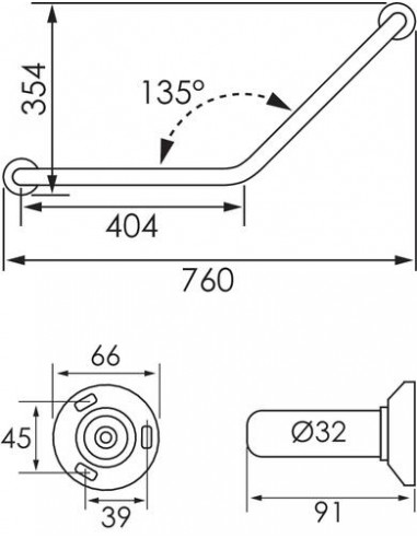 BARRE DE MAINTIEN COUDEE 135° CHROME