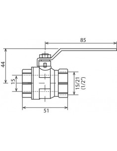 VANNE A SPHERE DOUBLE FEMELLE PN30 - MANETTE PLATE 2