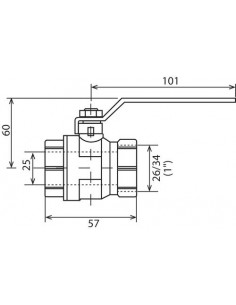 VANNE A SPHERE DOUBLE FEMELLE PN30 - MANETTE PLATE 2