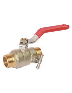 Vanne à sphère double mâle 15/21 à purge V490 à manette plate