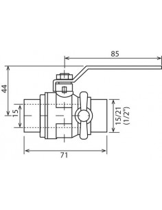 Vanne à sphère double mâle 15/21 à purge V490 à manette plate 2