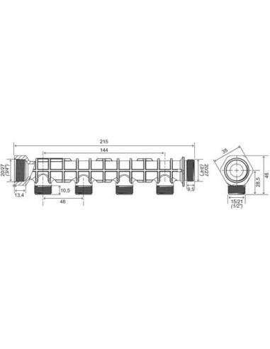 Collecteur sanitaire MS 4 Sorties Noir 50000420