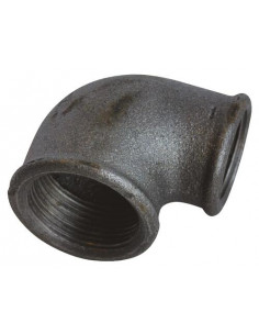 COUDE REDUIT FONTE NOIRE PETIT RAYON 90° DOUBLE FEMELLE N° 90R 2