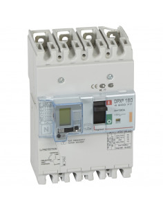 Disjoncteur Magneto-Thermique DPX3 160 MT avec Différentiel 4 Pôles 160A 25KA LEGRAND 420077