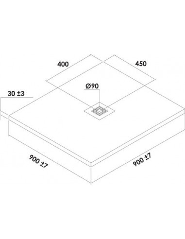 Receveur + bonde blanc 90*90 800060