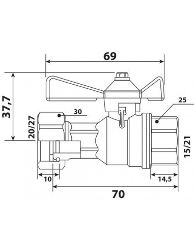 ROBINET D'ARRET COMPTEUR DROIT A BOISSEAU SPHERIQUE