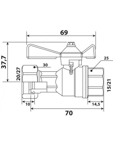 ROBINET D'ARRET COMPTEUR DROIT A BOISSEAU SPHERIQUE