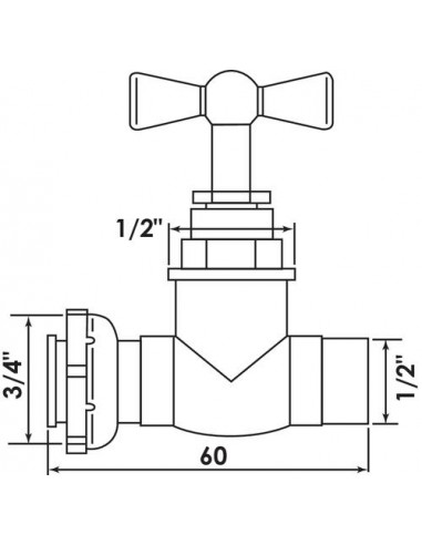 ROBINET D'ARRET COMPTEUR DROIT TETE A POTENCE