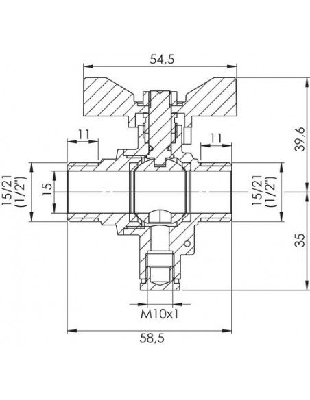 Vanne porte sonde double mâle 15/21 101012001