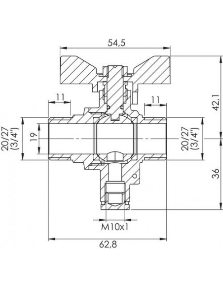 Vanne porte sonde double mâle 20/27 101012002