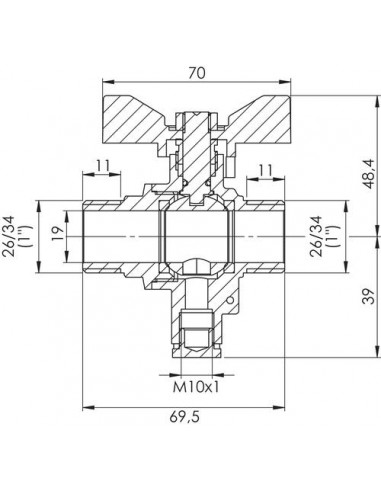 Vanne porte sonde double mâle 26/34 101012003