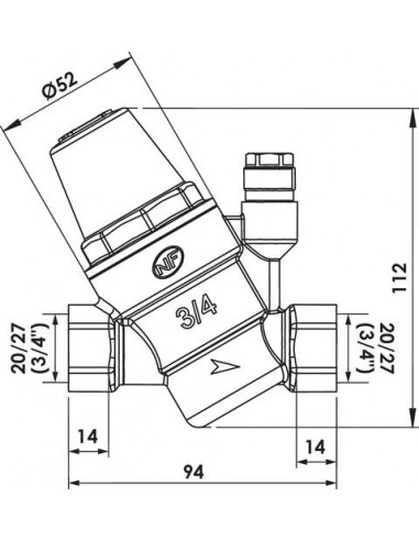 Réducteur de pression à membrane NF double femelle 20/27 104010301