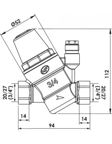 Réducteur de pression à membrane NF double femelle 20/27 104010301