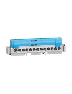 Bornier de répartition isolé IP2X neutre 1 connexion 6mm² à 25mm² bleu longueur 176mm LEGRAND 004846