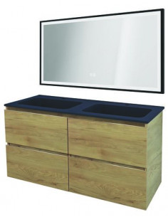 Meuble OSLO à suspendre 4 tiroirs 120cm bois avec miroir LED SEVILLE HAM-402117554
