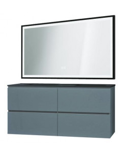 Meuble OSLO à suspendre 4 tiroirs 120cm gris avec miroir LED SEVILLE HAM-402117555