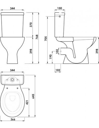 Pack WC sans bride NF LIMPIO charnières plastique  HAM-501512021